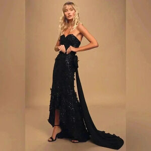 NWT Bariano Meagan White Sequin High-Low Maxi Dress! Size US 2